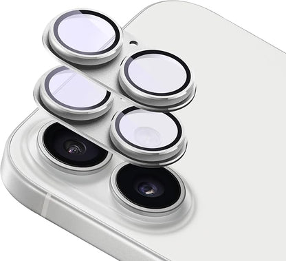 2-Pack Shatterproof Camera Lens Protector for iPhone 16/16 Plus |AR Tempered Glass Strong Adsorption Metal Camera Cover Screen(Silvery)