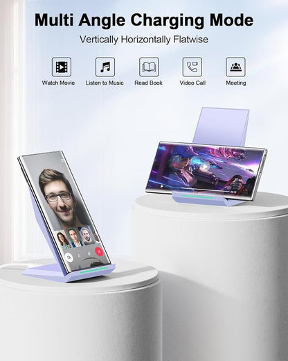 NANAMI Wireless Charger with USB C Charger - Fast Wireless Charging Stand Compatible with iPhone 17/16/15/14/13/12, Phone Charger Dock for Samsung Galaxy S26/S26+/S25/S25+/S25 Ultra/S24/S23/S22