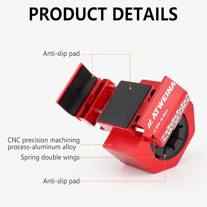 Bike Phone Holder, Motorcycle Phone Mount, Aluminum Alloy Bicycle Handlebar Cell Phone Stand, 360°Rotate Ebike Scooter Phone Clamp Clip, Suitable for 4.5-7.0" Smartphones (Red)