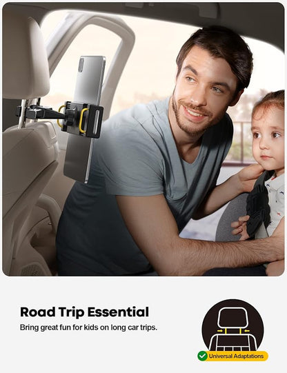Lamicall Car Tablet Headrest Holder - Car Back Seat Headrest Tablet Mount Stand for Kids, Road Trip Essentials Accessories Gifts, for 2025 iPad Pro 11/13" Air Mini, iPhone, Galaxy Tab, 4.7-13" Devices