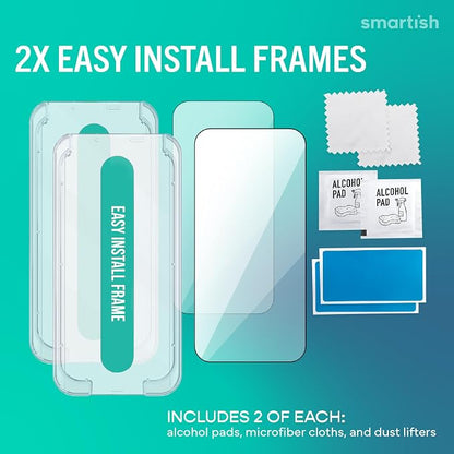 Smartish® iPhone Air Screen Protector - 2-Pack Tempered Glass Screen Protectors - Tuff Sheet - 9H Easy Install Frame [Scratch Resistant] Case-Friendly- Dynamic Island for Apple iPhone Air