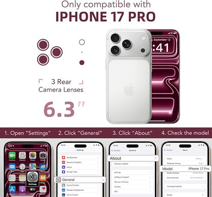 BERFY for iPhone 17 Pro Case, Compatible with MagSafe, Built-in Glass Screen Protector, Camera Protection, Shockproof Full Body Phone case 6.3", Clear Bright Pink