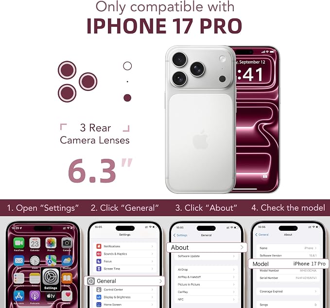 BERFY for iPhone 17 Pro Case, Compatible with MagSafe, Built-in Privacy Screen Protector, Camera Protection, Shockproof Full Body Phone Case 6.3", Clear Bright Pink