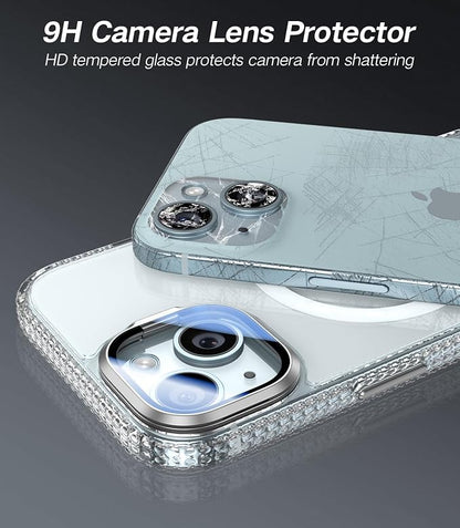 [Upgraded] for iPhone 15 Case with Camera Cover Stand [Fit for MagSafe][9H Camera Lens Protector] Mil-Grade Protection Transparent Magnetic iPhone 15 Phone Case, Clear