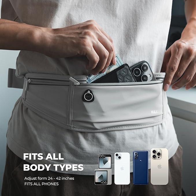 VULKIT Slim Running Belt for Women & Men, Cell Phone Holder for Running, Workout Fanny Pack, Running Bag, Money Belt, Runners Essentials Gear Accessories, Fits All Phones, Running Pouch for Men