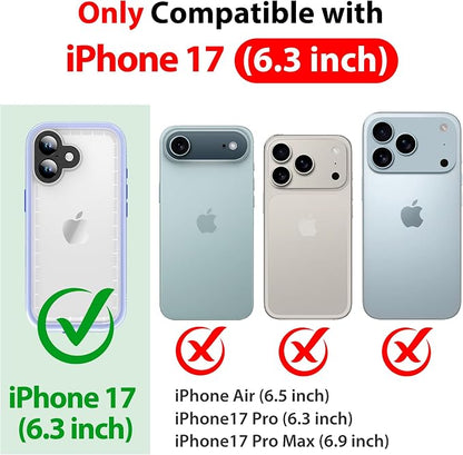 SPORTLINK for iPhone 17 Waterproof Phone Case - Built in Screen Protector/Shockproof/Military Rugged Dropproof/Dustproof/Heavy Duty Full Body, Protective Cover for iPhone 17 6.3 Blue/Frosted Clear