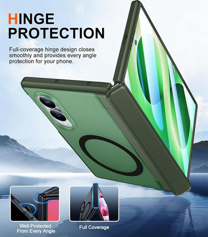 SPIDERCASE Magnetic for Samsung Galaxy Z Fold 8 Case, [Built-in Stable Kickstand] [Rugged Hinge Protection] Military Grade Heavy Duty Drop Protection for Z Fold 8 Durable Cover,Dark Green