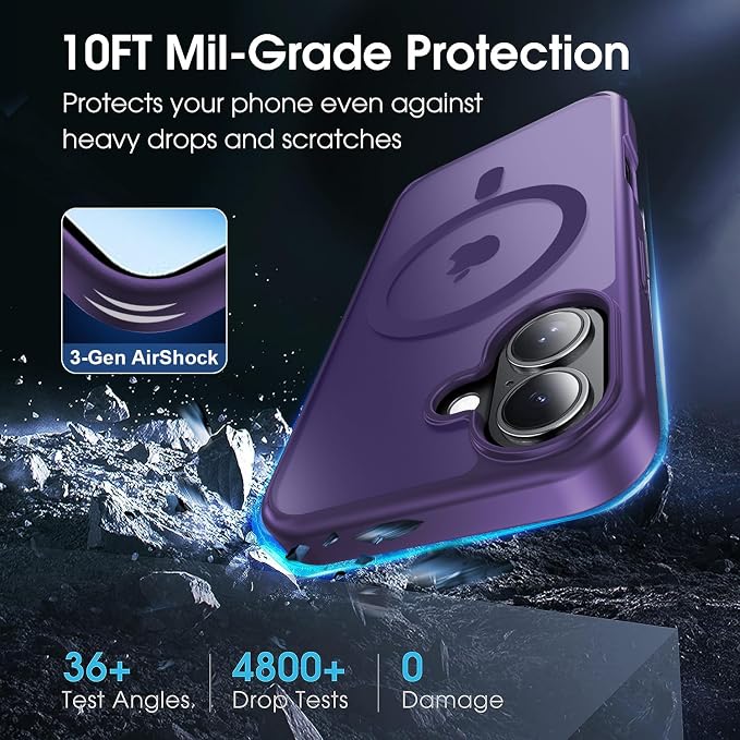 Strong Magnetic for iPhone 17 case [10Ft Military-Grade Protection] Compatible with fit MagSafe Shockproof Slim Thin Cover case for iPhone 17 6.3 inch, Deep Purple