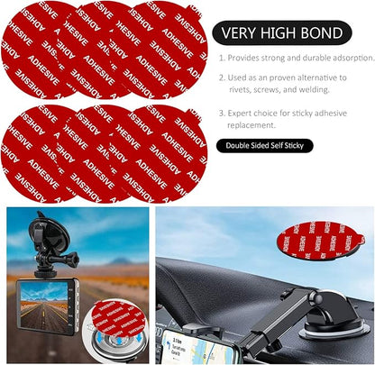 PKYAA Dashboard Pad Mounting Disk Sticky Adhesive Replacement Kit, 6pcs 3.15"(80mm) Circle Heat Resistant Double-Sided Stickers for Suction Cup Car Phone Holder Disc & Windshield Dash Cam