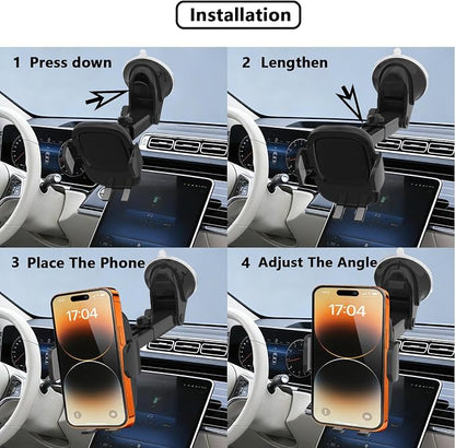 Car Phone Holder, [Ultra Strong Suction Cup] 360°Adjustable Phone Mount for Universal Car Windshield Compatible with iPhone 17 Pro Max and More Smartphones
