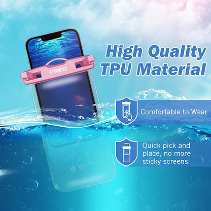 Waterproof Phone Pouch Bag - 2 Pack, Universal IPX8 Waterproof Phone Case Dry Bag with Lanyard for iPhone 15/14/13/12/11 Pro Max Samsung Galaxy S22 S20 and More Up to 7" (Black and Pink)