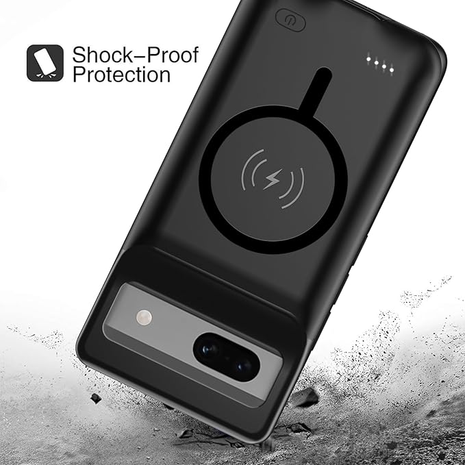 Battery Case for Pixel 7a, Upgraded 10000mAh Battery Pack Rechargeable Charger Case with Wireless Charging Compatible for Pixel 7a(6.1 inch) External Battery Charging Cover(Black)