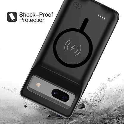 Battery Case for Pixel 7a, Upgraded 10000mAh Battery Pack Rechargeable Charger Case with Wireless Charging Compatible for Pixel 7a(6.1 inch) External Battery Charging Cover(Black)