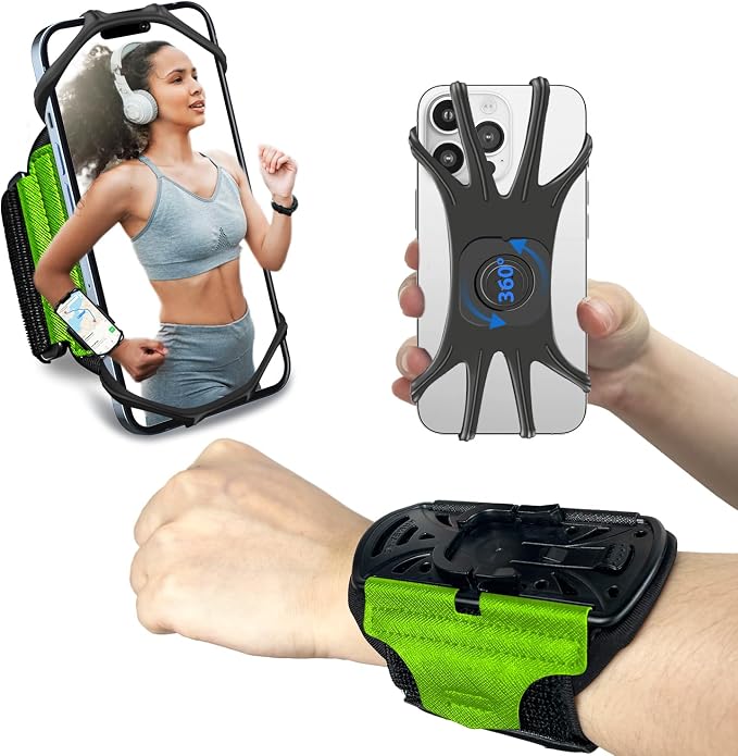 Wristband Phone Holder for Running,【360° Rotatable & Upgrade Anti-Drop】 Suitable for Mobile Phones（Fits All 4-6.5 Inch）, scanners, Portable Computers, and PDAs(Green)