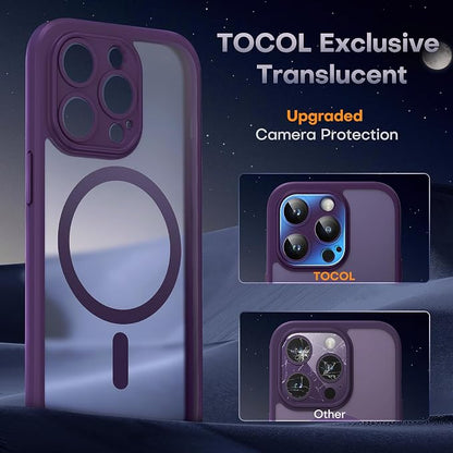 TOCOL Magnetic for iPhone 14 Pro Max Case, Upgraded Full Camera Protection, Compatible with Magsafe, Drop Protection, Translucent Matte Back Bumper Phone Cover 6.7-Inch（Midnight Purple）