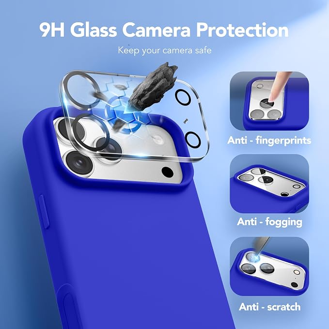 GONEZ Magnetic for iPhone 17 Pro Case, Compatible with MagSafe, [Screen Protector + Camera Lens Protector], Liquid Silicone Anti-Scratch Shockproof Protective Phone Case 6.3 inch, Cobalt Blue
