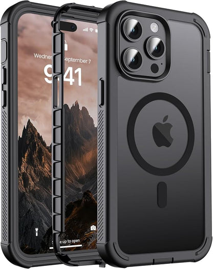jaroco Magnetic for iPhone 14 Pro Max Case, [Compatible with MagSafe][Military Grade Drop Protection][Heavy Duty Protection][Non-Slip][Shockproof] 2-Layer Durable Bumper Phone Case 6.7''-Black