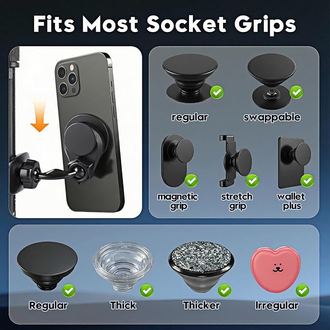 TDTOK Magnetic Gym Phone Holder for Popsocket, Strong Base Magnets Phone Holder Compatible for Popsocket, Support Gym Accessories Golf Cart and Any Metal Surface
