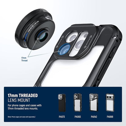 NEEWER 170° 14mm VR Fish Eye Lens with 17mm Threaded Lens Clip, Panoramic Fisheye for Live Streaming, Outdoor Landscape, Architecture, Compatible with iPhone 17 16 Pro Max Android S25 Ultra, LS-77