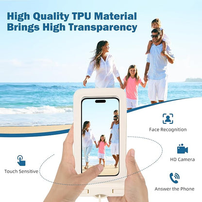 Waterproof Phone Pouch Floating, 2 Pack-Up Waterproof Phone Case for Iphone 13 14 15 16 Pro Max, IPX8 Cellphone Underwater Dry Bags Vacation Beach Pool Kayak Cruise Travel Essentials (White+White)