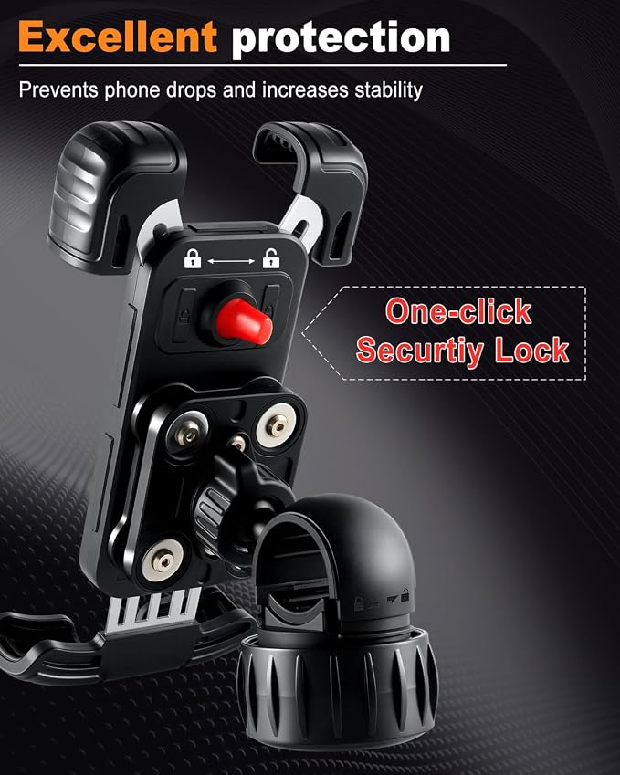 JUSTTOP Motorcycle Phone Mount Holder with Vibration Dampener and Upgraded Handlebar Clamp,Bike&Bicycle Phone Mount Holder,for iPhone 16 15 14 13 Pro Max Plus, 4.7-7"