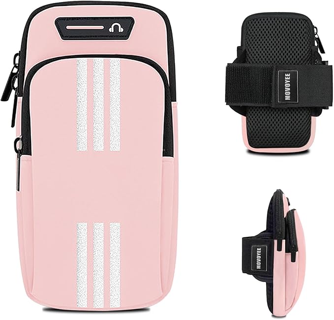 Phone Holder for Running Armband iPhone 11 12 13 14 15 16 Pro Max 16e Xs Xr X Plus Mini Galaxy Ultra S25 Note Pouch,Cell Phones Arm Band Bag Fit Workouts Exercise Gym Sports Hiking Wrist Pink