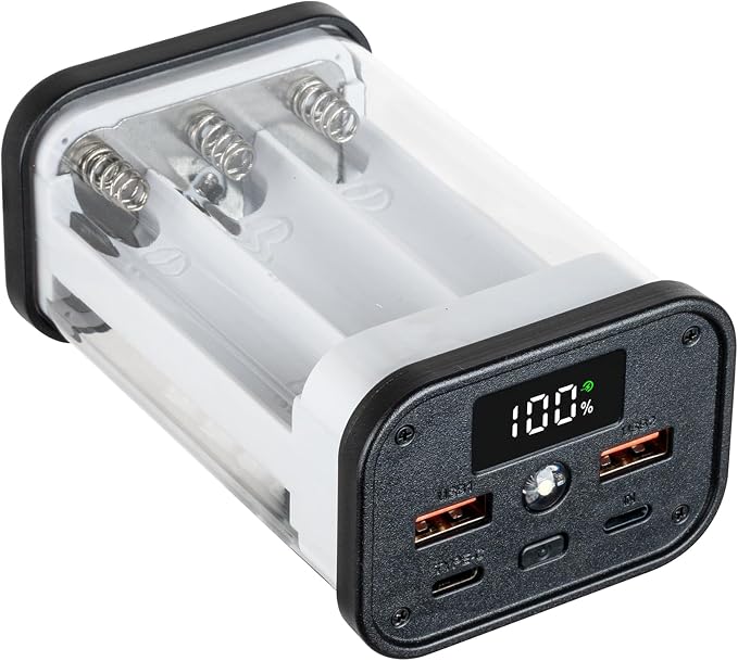 Transparent 18650 Battery Charger Case, Solderless Portable Charger Housing with Overload Protection, Detachable Design for Secure Device Charging