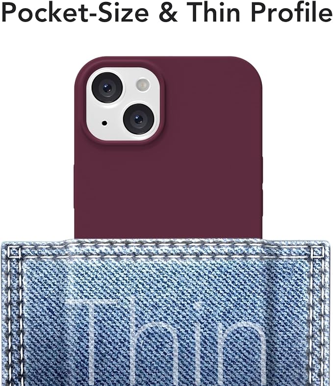 for iPhone 13 Mini/ 12 Mini Case Silicone Compatible with Magsafe Case, Ultra Slim Thin Magnetic Phone Cases Mag Safe, Cute Soft Rubber Gel Wireless Charging Cover for Women, Burgundy Maroon