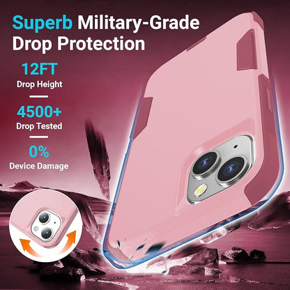 jaroco for iPhone 13 Case & iPhone 14 Case & iPhone 15 Case [Heavy Duty Protection][Compatible with MagSafe][Military Grade Drop Protection][Shockproof] with Non-Slip Removable Phone Cover 6.1''-Pink