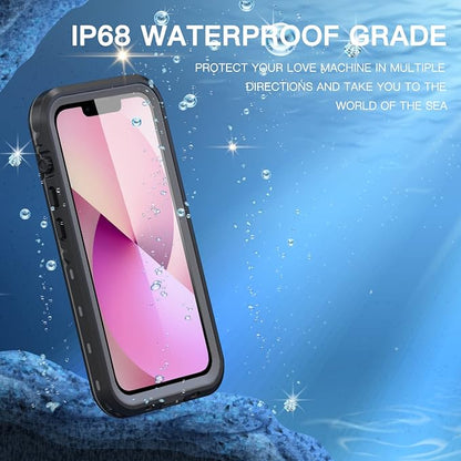 Omio for iPhone 13 Waterproof Case Compatible with MagSafe, Magnetic Full Body IP68 Shell with Built-in Screen Protector Military Grade Shockproof Cover with Stand for Men Women Black