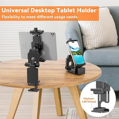 KDD Car Headrest Tablet Holder Mount, 360°Adjustable iPad Stand for Car Back Seat and Desk, Road Travel Essentials Accessory Compatible with iPad Pro,Air, Switch, Galaxy, 4.7-12.9" Phone and Tablet