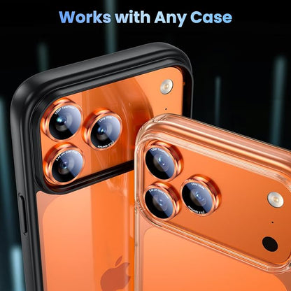 Uyiton for iPhone (17/16/15/14 Pro Max) and iPhone (17/16/15/14 Pro) Camera Lens Protector - Military-Grade Tempered Glass Metal Camera Cover, Easy to Install, Cosmic Orange+Red