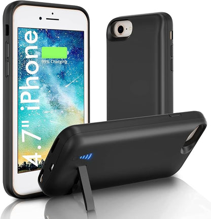Battery Case for iPhone 8/7/6/6S/SE(2022/2020), 6000mAh Ultra-Slim Protective Charging Case Rechargeable Extended Battery Charger Cover - 4.7 inch Black