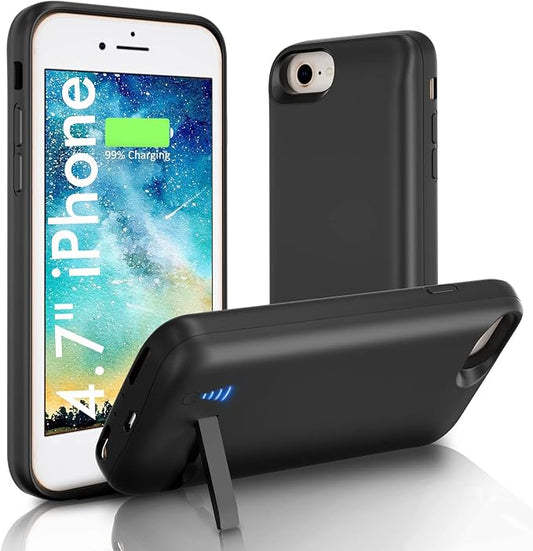 Battery Case for iPhone 8/7/6/6S/SE(2022/2020), 6000mAh Ultra-Slim Protective Charging Case Rechargeable Extended Battery Charger Cover - 4.7 inch Black