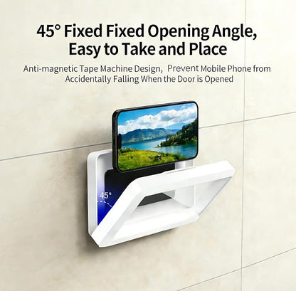 Shower Phone Holder Waterproof,Anti-Fog High Sensitivity Universal Cover Mount Stand for Bathroom Wall Mirror Bathtub Kitchen, Gift for Men Women (White)