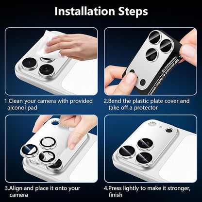 for iPhone 17 Pro Camera Lens Protector, [Military Grade Shatterproof] [Strong Adsorption] [Case Friendly] Full Coverage Metal Aluminum Alloy 9H Tempered Glass Camera Screen Cover, Color