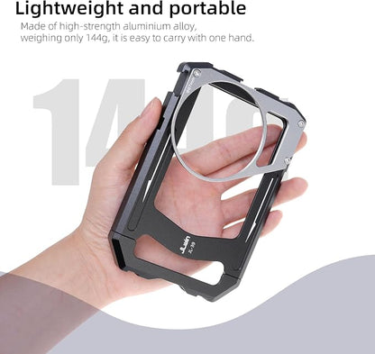 Universal Aluminum Phone Cage Video Rig Kit Stabilizer W/Handles + 67mm Thread Filter Adapter Rig for iPhone Samsung Cell Phone Vlog Live Stream Filmmaking,with Cold Shoe Tripod Mount