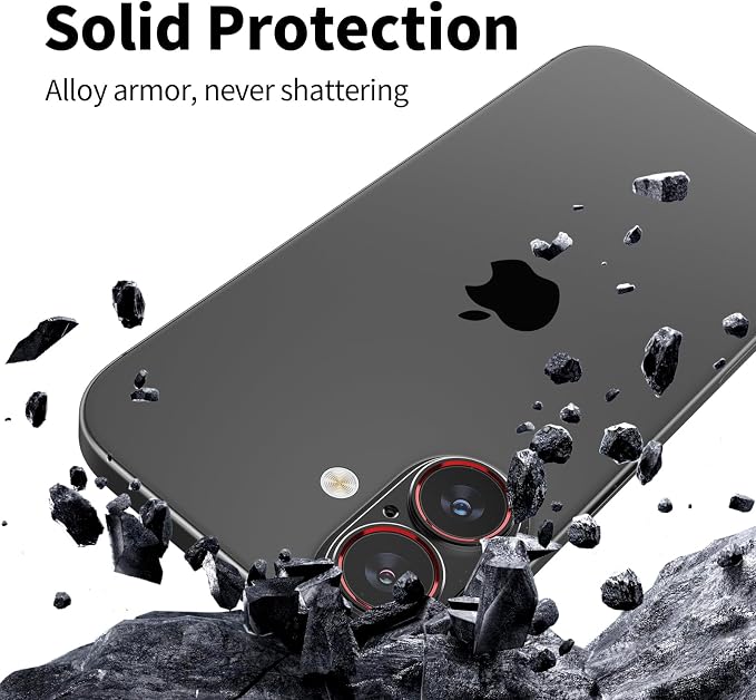 Aluminum Alloy Lens Cover for iPhone 17 - Metal Camera Bumper Frame Only -Scratch Resistant, Black
