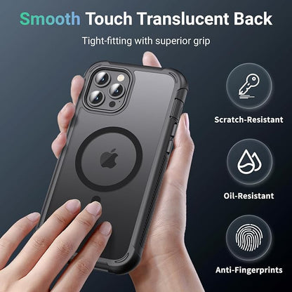 jaroco Magnetic for iPhone 12 Pro Max Case, [Compatible with MagSafe][Military Grade Drop Protection][Heavy Duty Protection][Non-Slip][Shockproof] 2-Layer Durable Bumper Phone Case 6.7''-Black