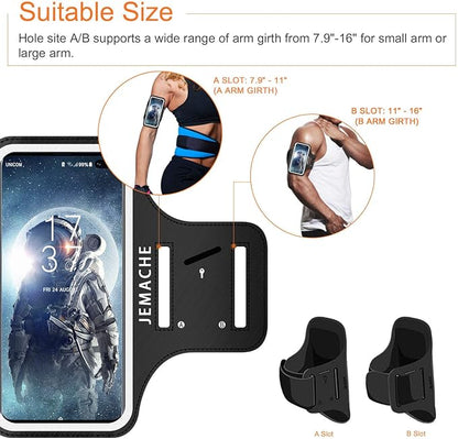 JEMACHE Armband for Samsung Galaxy S25 S24 S23 S22 S21, Gym Workouts Running Phone Arm Band Fits Otterbox Defender Case