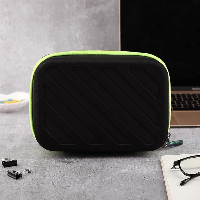 Portable Pouch For Electronic Accessories Usb Cables, Power Bank, Battery, Portable Hard Drive, Sd Memory Card, Earphones, Travel Gadgets Travel Friendly Case(Black&Green)