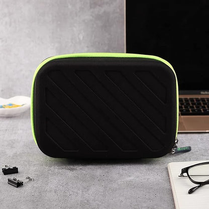 Portable Pouch For Electronic Accessories Usb Cables, Power Bank, Battery, Portable Hard Drive, Sd Memory Card, Earphones, Travel Gadgets Travel Friendly Case(Black&Green)