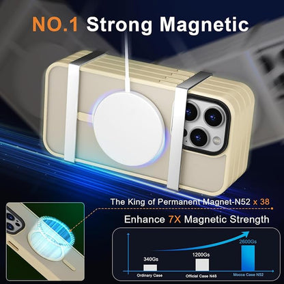 MOCCA Strong Magnetic for iPhone 15 Pro Max Case, [Compatible with Magsafe][13FT Military Drop Protection] Slim Translucent Matte Shockproof Case for iPhone 15 Pro Max 6.7'', Light Gold