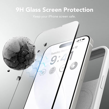 GONEZ Magnetic for iPhone 15 Pro Case, Compatible with MagSafe, [Screen Protector + Camera Lens Protector], Silicone Shockproof Anti-Scratch Protective Phone Case 6.1 inch, White