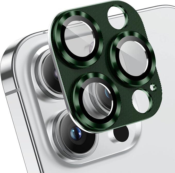 Korecase [2 Pack] Camera Lens Protector for iPhone 14 Pro Max & iPhone 14 Pro Metal Tempered Glass Camera Film Cover, Strong Adhesion, 9H Hardness Anti-Scratch Rear Camera Lens Cover -Alpine Green