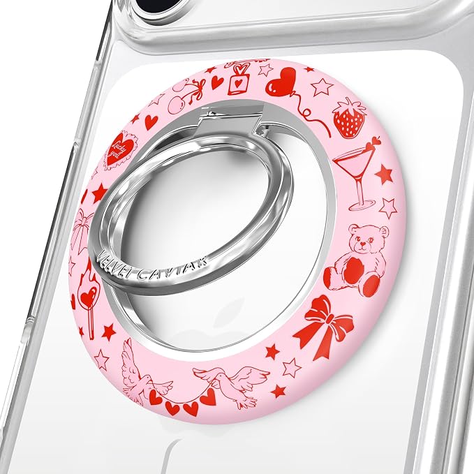 VELVET CAVIAR Compatible with MagSafe Phone Grip 2.0 | Cute Magnetic Ring Holder | Finger Loop Kickstand | Pop On Accessory for iPhone 17, 16, 15, 14, 13, 12 | Be Mine