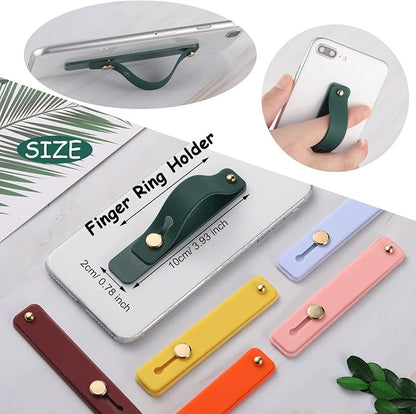 Weewooday 6 Pieces Phone Grip Holder Cell Phone Grip Strap Telescopic Finger Strap Stand Universal Finger Kickstand for Most Smartphones(Bright Colors)