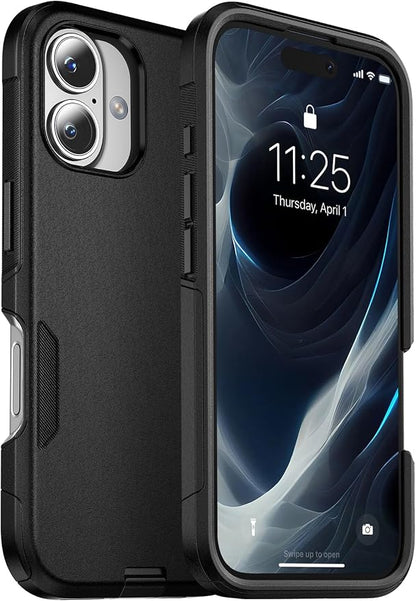 jaroco for iPhone 16 Case [Heavy Duty Protection][Compatible with MagSafe][Military Grade Drop Protection][Shockproof] with Non-Slip Removable Phone Cover 6.1''-Black