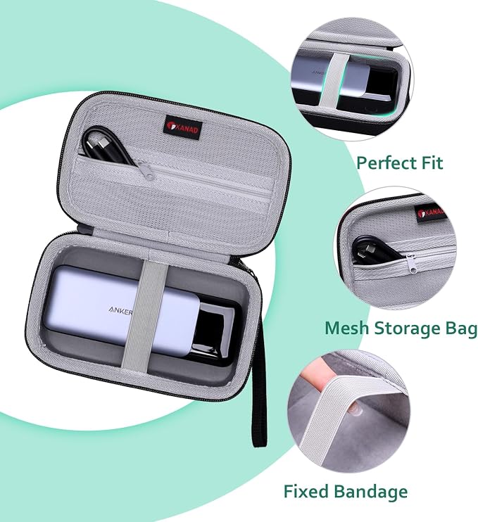XANAD Carrying Case for Anker 737 USB-C Portable Charger Power Bank, Port Portable Charger with 140W Output Travel Storage Holder Black+Grey