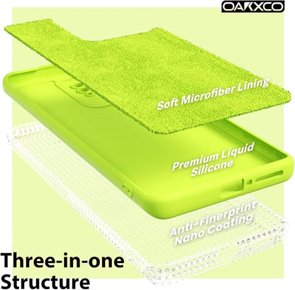 Oakxco for Motorola Moto Edge 2023 Phone Case Liquid Silicone, Neon Bright Solid Color, Thin Slim Soft Rubber Gel Matte TPU Plain Simple Protective Cover for Women Girl Cute Aesthetic, Neon Green Lime